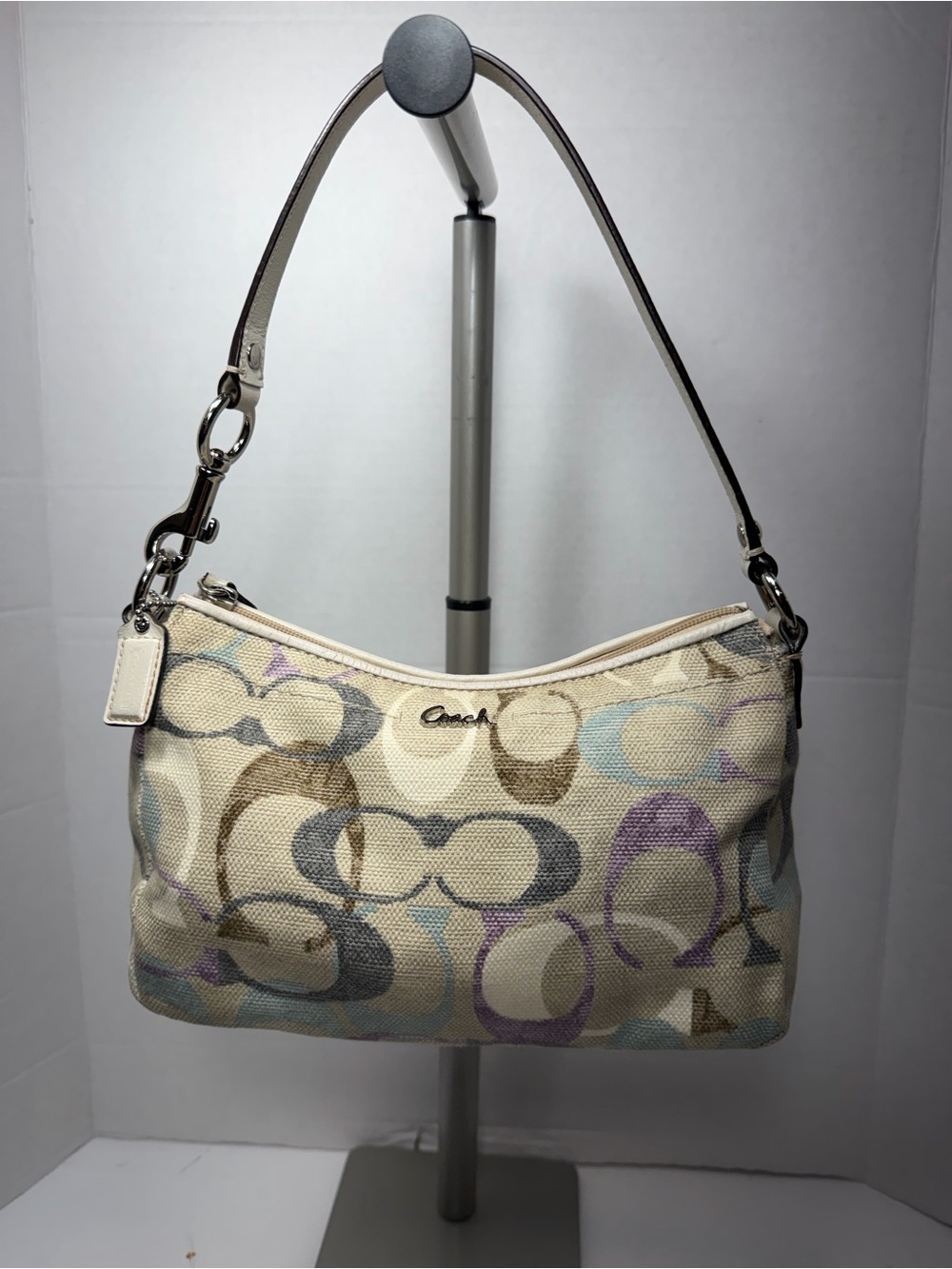 Coach mini Signature Jacquard Canvas Shoulder Bag in Cream Multicolor